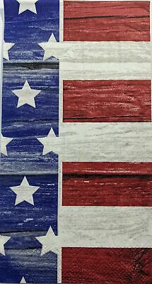 TWO Individual Paper Guest Decoupage Napkins - 1435 Wood Patterned American Flag