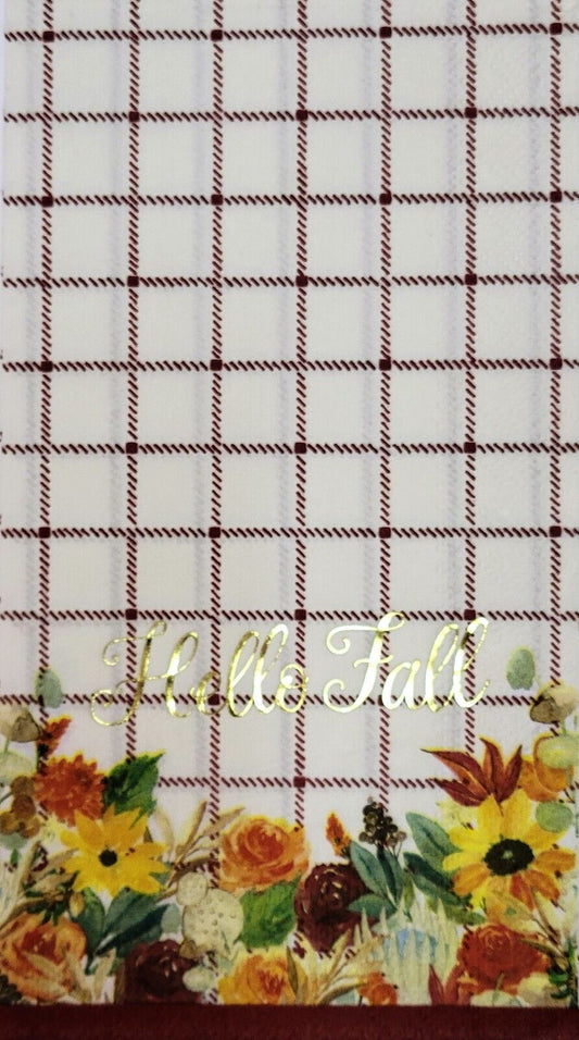 TWO Individual Paper Guest Decoupage Napkins - 2112 Hello Fall Floral Squares