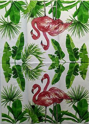 TWO Individual Paper Guest Decoupage Napkins - 1503 Tropical Pink Flamingoes