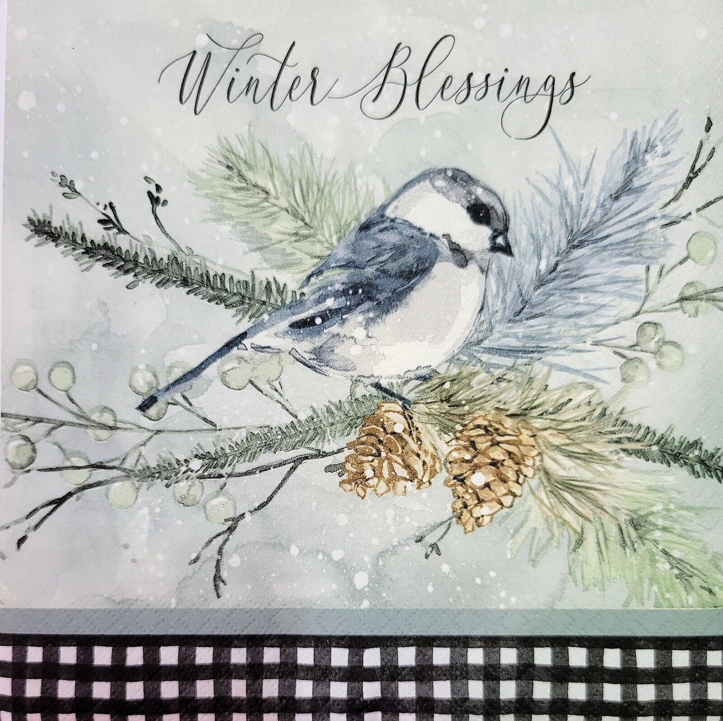 TWO Individual Paper Lunch Decoupage Napkins - 2155 Winter Blessings Bird