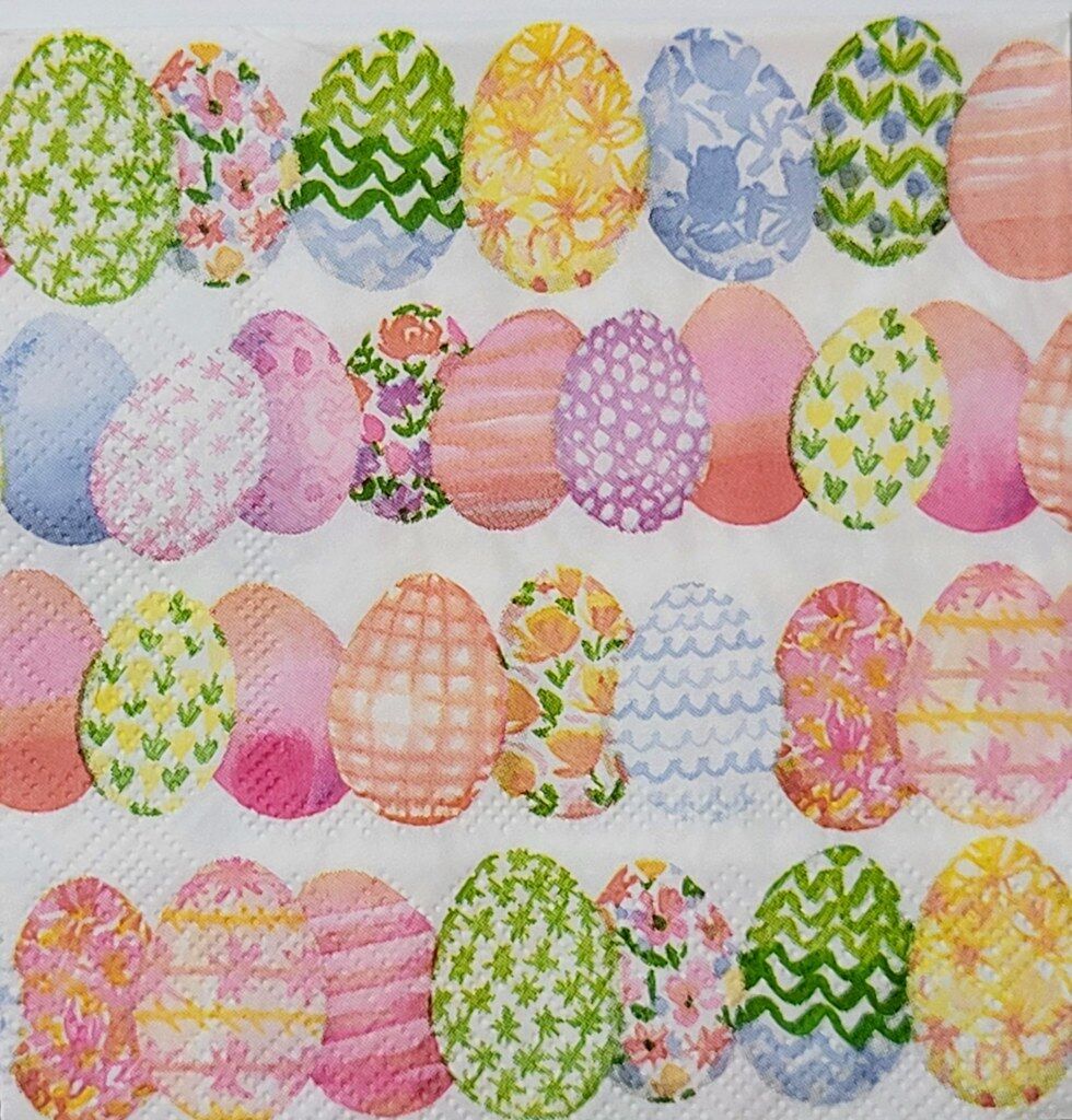 TWO Individual Paper Cocktail Decoupage Napkins - 2333 Colorful Easter Eggs