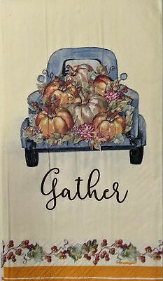 TWO Individual Paper Guest Decoupage Napkins - 1635 Gather Pumpkin Truck