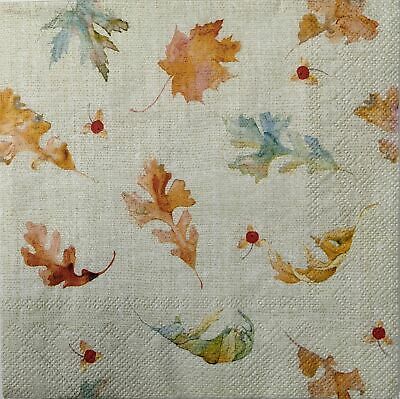 TWO Individual Paper Lunch Decoupage Napkins - 1604 Watercolor Fall Leaves