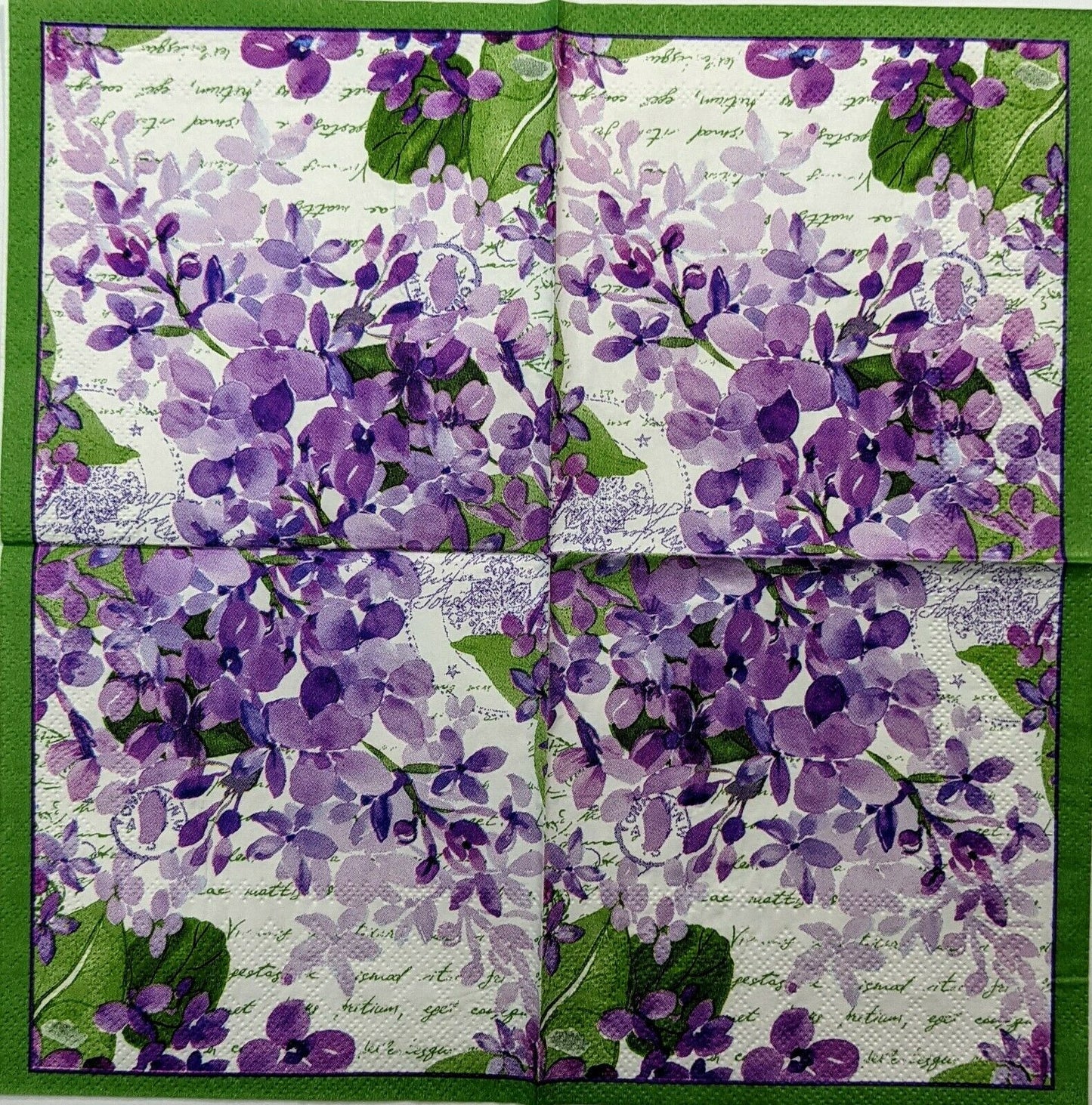 TWO Individual Paper Cocktail Decoupage Napkins- Lavender Lilacs 1283