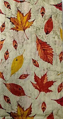 TWO Individual Paper Guest Decoupage Napkins - 1621 Orange Autumn Leaves