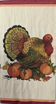 TWO Individual Paper Guest Decoupage Napkins - 1633 Turkey Thanks