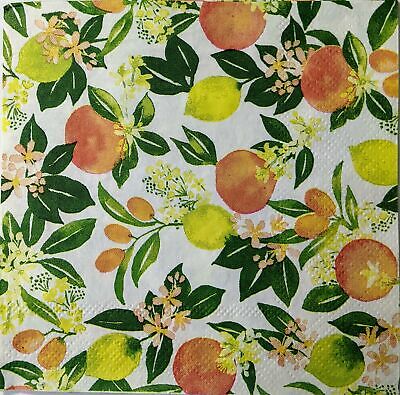 TWO Individual Paper Cocktail Decoupage Napkins - 1529 Peachy Lemon Keen