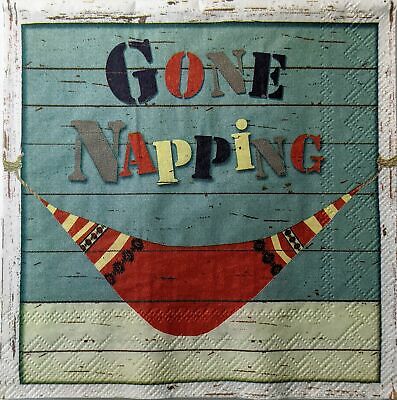 TWO Individual Paper Cocktail Decoupage Napkins - 1535 Gone Napping Hammock