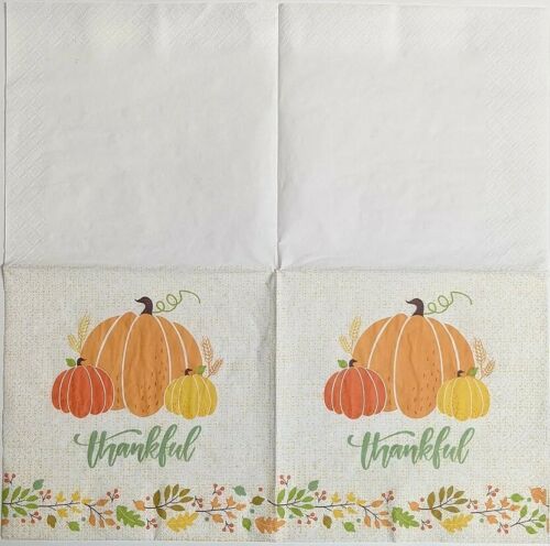 TWO Individual Paper Lunch Decoupage Napkins - Thankful Harvest 1040