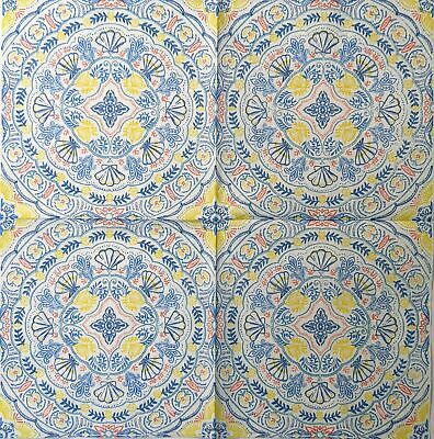 TWO Individual Paper Cocktail Decoupage Napkins - 1540 Colorful Seashell Mandala