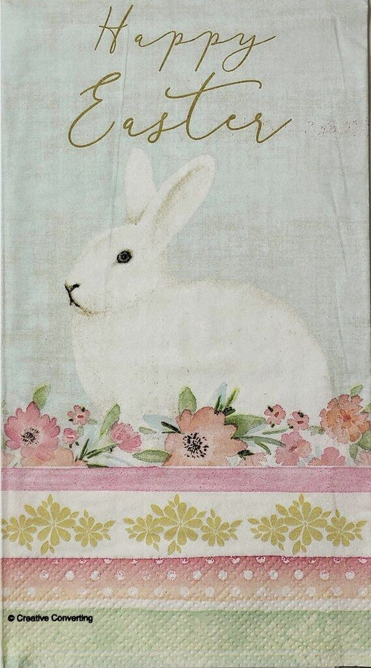 TWO Individual Paper Guest Decoupage Napkins - 2312 Happy Easter White Bunny