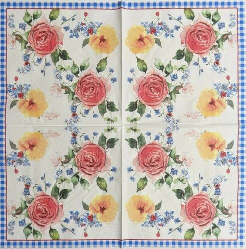 TWO Individual Paper Lunch Decoupage Napkins - Sophisticated Gingham 1066