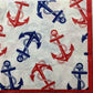 TWO Individual Paper Cocktail Decoupage Napkins- Nautical Anchors Red/Blue 1296