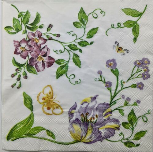 2 Indvidual Paper Lunch Decoupage Napkins - Spring Floral Tea 1268