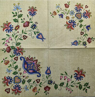 TWO Individual Paper Lunch Decoupage Napkins - 1361 Kashubian Folk Art