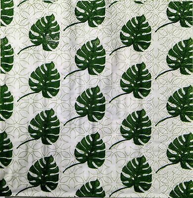 TWO Individual Paper Lunch Decoupage Napkins - 1615 Heart Palm Leaves