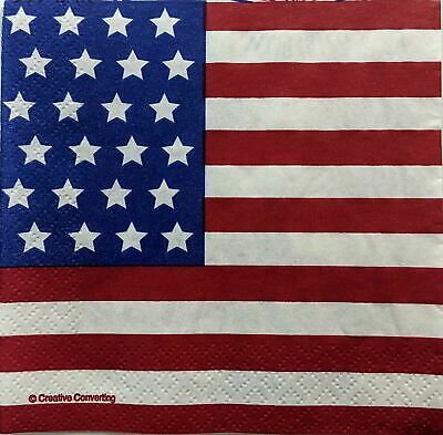 TWO Individual Paper Cocktail Decoupage Napkins - 1390 USA Flag Truck Fireworks