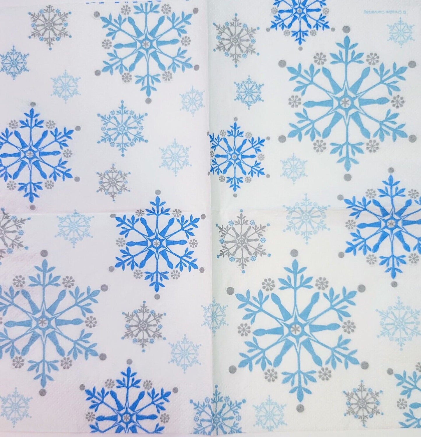 TWO Individual Paper Cocktail Decoupage Napkins - 2188 Winter Snowflakes