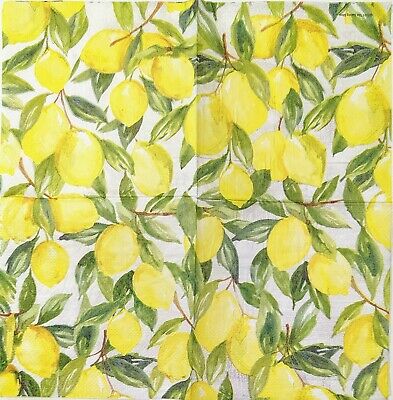 TWO Individual Paper Cocktail Decoupage Napkins - 1765 Lemon Grove