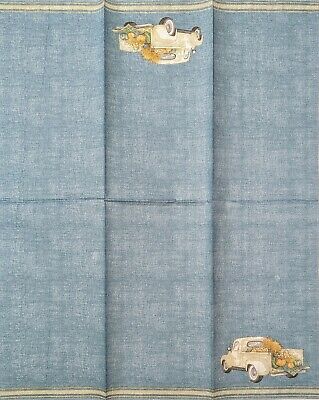 TWO Individual Paper Guest Decoupage Napkins - 1659 Denim Harvest Truck