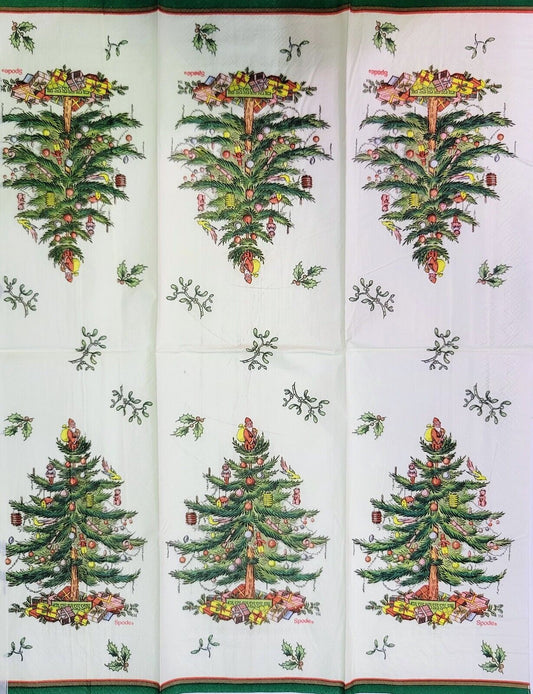 2 Individual Paper Guest Decoupage Napkins-2205 Traditional Spode Christmas Tree