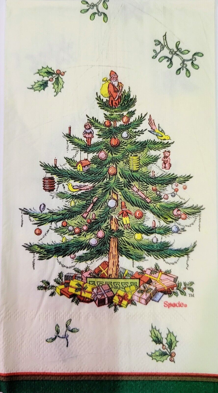 2 Individual Paper Guest Decoupage Napkins-2205 Traditional Spode Christmas Tree