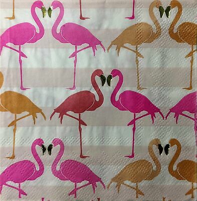TWO Individual Paper Cocktail Decoupage Napkins - 1533 Dancing Flamingos