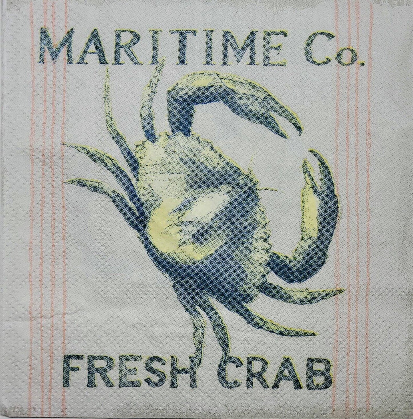 TWO Individual Paper Cocktail Decoupage Napkins - 2368 Maritime Co. Fresh Crab