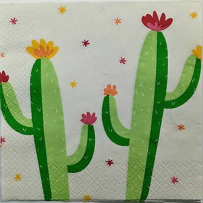 TWO Individual Paper Lunch Decoupage Napkins - 1352 Playful Cactus