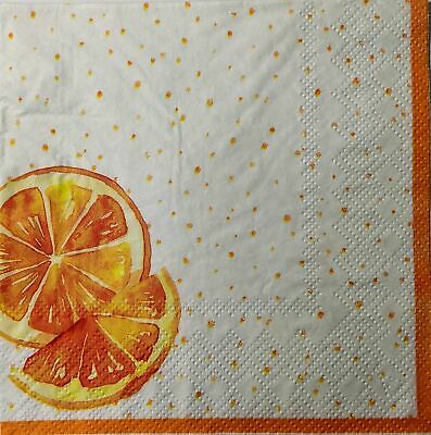 TWO Individual Paper Cocktail Decoupage Napkins - 1532 Summer Orange Delight