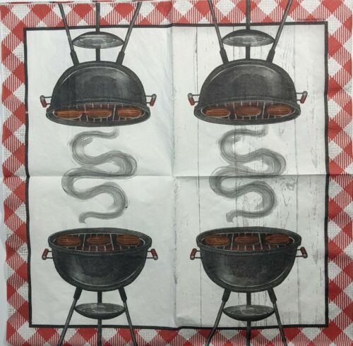 TWO Individual Paper Lunch Decoupage Napkins- BBQ Grill Summer 1325