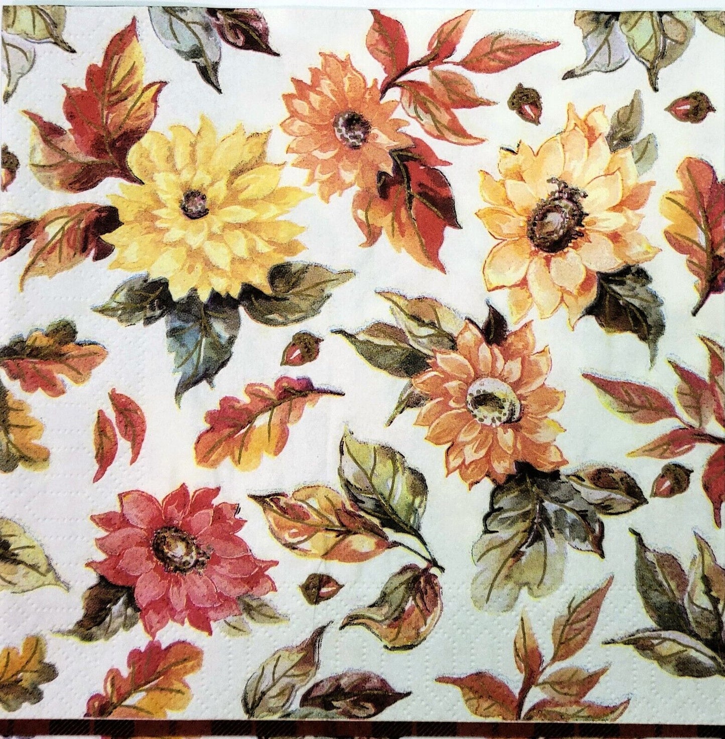 TWO Individual Paper Lunch Decoupage Napkins - 2151 Pumpkin Floral Harvest