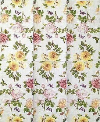 TWO Individual Paper Guest Decoupage Napkins - 1746 Port Merion Rose