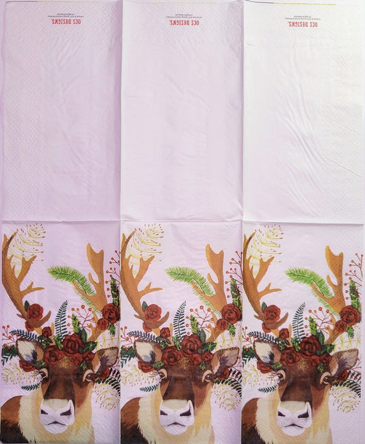 TWO Individual Paper Guest Decoupage Napkins - 2265 Eve the Christmas Reindeer