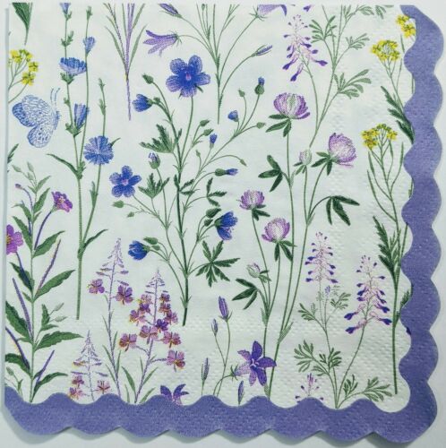 TWO Individual Paper Cocktail Decoupage Napkins- Lydia's Wildflowers 1319