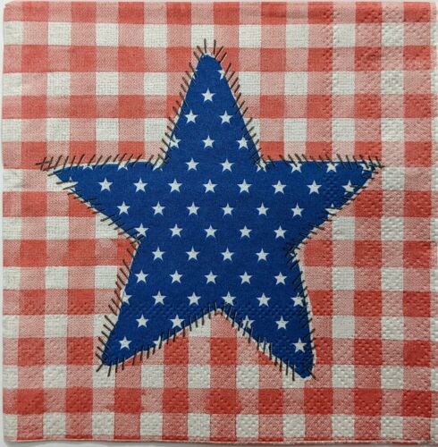 TWO Individual Paper Cocktail Decoupage Napkins- Patchwork American Star 1295