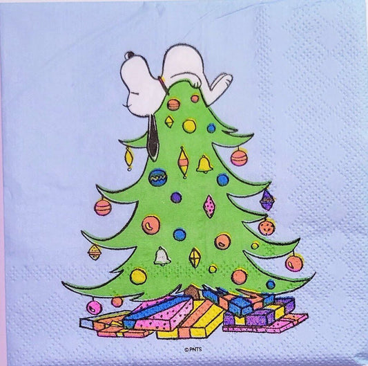 TWO Individual Paper Cocktail Decoupage Napkins - 2233 Snoopy Tree Topper