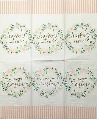 TWO Individual Paper Guest Decoupage Napkins - 1874 Foil Happy Easter Wreath