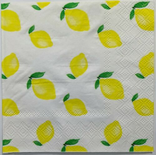 TWO Individual Paper Cocktail Decoupage Napkins- Lemonade Explosion Yellow 1102