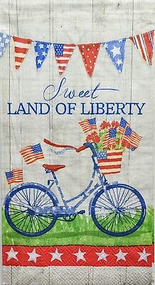 TWO Individual Paper Guest Decoupage Napkins -2011 Sweet Land of Liberty Bicycle