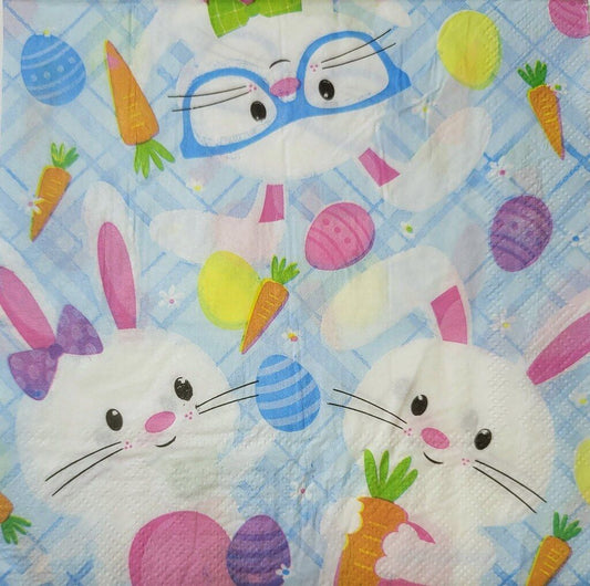 TWO Individual Paper Lunch Decoupage Napkins - 2347 Easter Bunny Fun