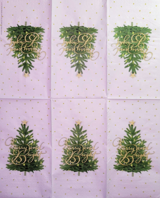 TWO Individual Paper Guest Decoupage Napkins- 2242 Merry & Bright Christmas Tree