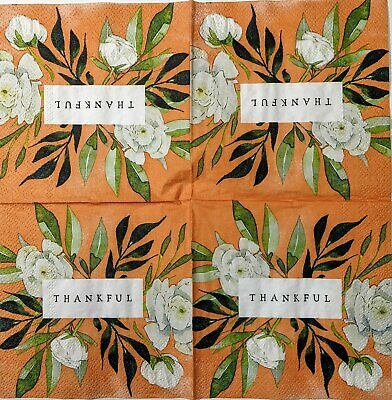 TWO Individual Paper Cocktail Decoupage Napkins - 1595 Thankful Flowers