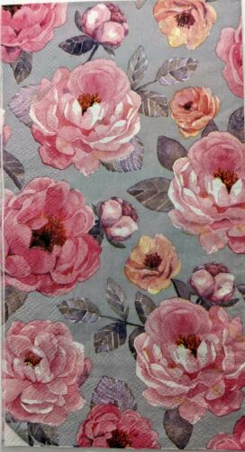 TWO Individual Paper Guest Decoupage Napkins - Pink Floral Romance 1297