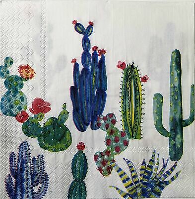 TWO Individual Paper Lunch Decoupage Napkins - 1614 Cactus Garden