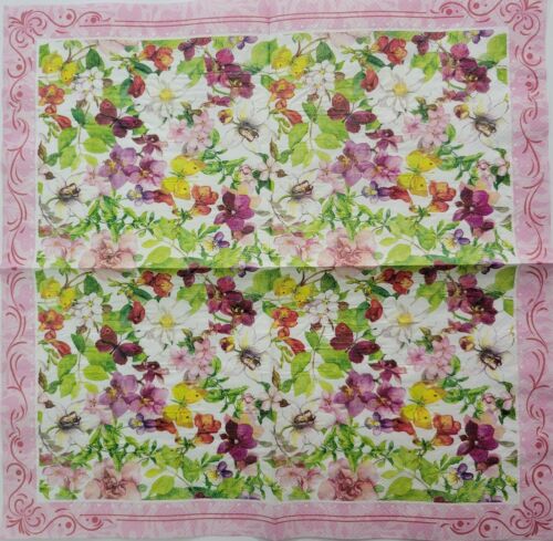 2 Indvidual Paper Lunch Decoupage Napkins - Vintage Floral Blossom 1269