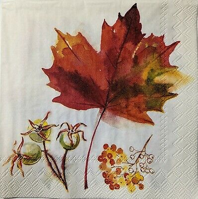 TWO Individual Paper Cocktail Decoupage Napkins - 1557 Autumn's Magic Leaves