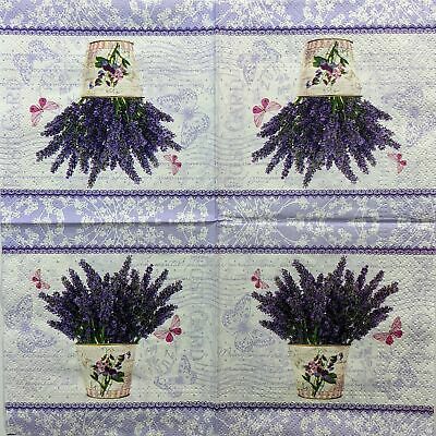 TWO Individual Paper Cocktail Decoupage Napkins - 1411 Potted Lavender