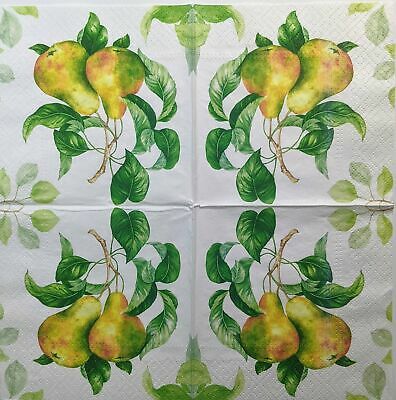 TWO Individual Paper Lunch Decoupage Napkins - 1368 Pear Branches