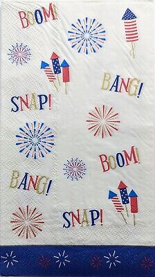 TWO Individual Paper Guest Decoupage Napkins - 2020 Snap Bang Boom Fireworks